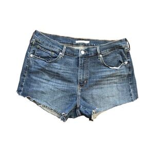 Levi's Blue Jean Shorts with Distressed Raw Hem